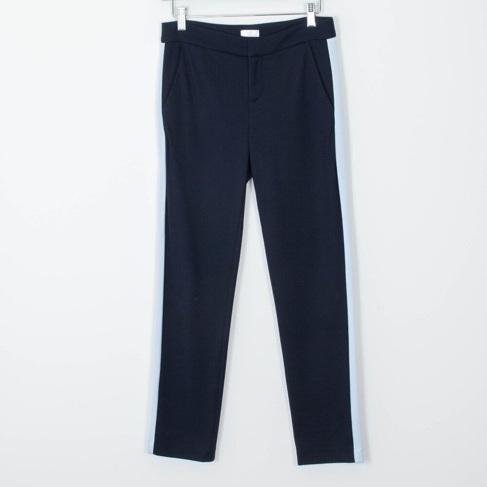 Ecru Sullivan Ponte Tuxedo Stripe Ankle Trouser Pants Navy Blue‎ Womens Size XS
